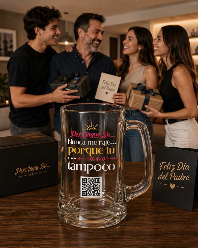 Vaso PosIngueSu con frase y QR — regalo para papá
